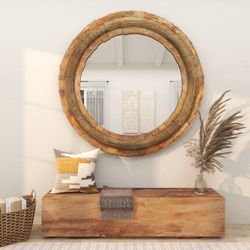 Large brown wood mirror