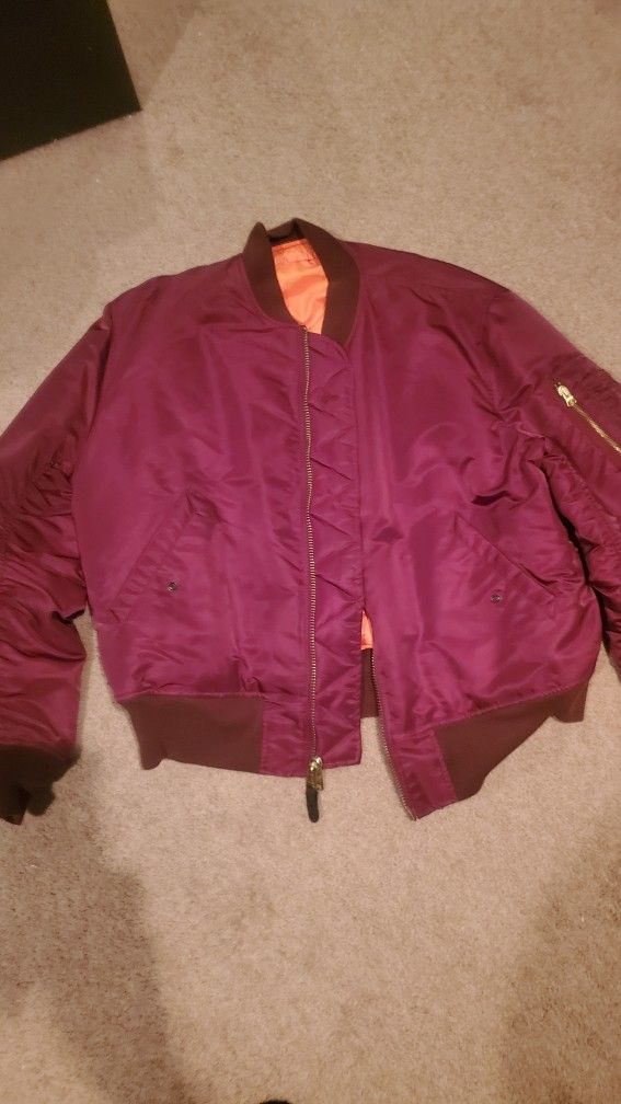 ALPHA INDUSTRIES WINE BURGUNDY BOMBERS JACKET MENS XL ORIGINAL  MA 1  