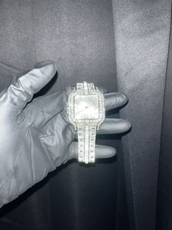 Moissanite Watch Iced Out Silver