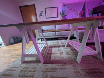 IKEA Adjustable Trestle Legs + Oak Veneer Desk Top