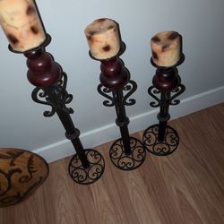 Vintage Chandelier ,Bronze and Wood.Never Used Candles .