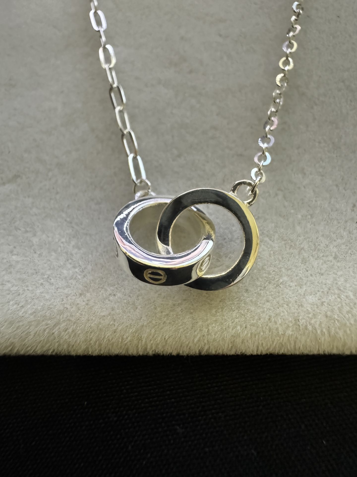 Sterling silver double buckle necklace