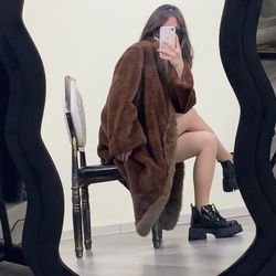 Elegant Brown Faux Fur Long Coat - Cozy and Chic Winter Essential