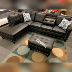 Sectional Sofa With Storage Ottoman.  Different Colors Available 