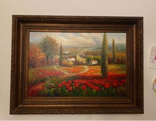 Large original oil painting tuscan landscape