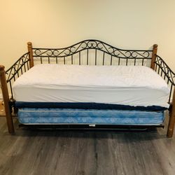 Wood And Wrought Iron Trundle Daybed