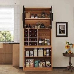 New Contemporary Modern Brown Pantry with Wine Storage