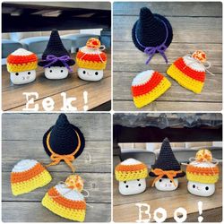 Marshmallow Mug Hats Fall / Autumn Halloween Witch & Candy Corn Set - Rae Dunn Decor Gifts