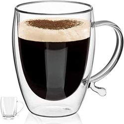 2-Pack 12oz Double Walled Glass Coffee Mugs Snute Insulated Borosilicate Cups