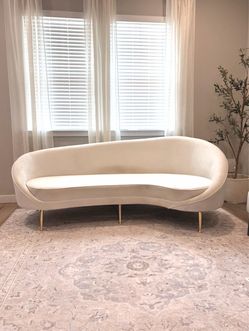 Celine Curved Sofa in Cream Velvet