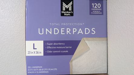 Member's Mark Total Protection Underpads 120ct - Size L (New)