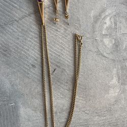 Retro Avon Jewelry Set - Necklace, Pendant And Earrings- Gold Tone 