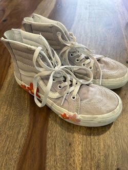 VANS GIRLS Lilac High-Top Canvas Sneakers with floral accent
