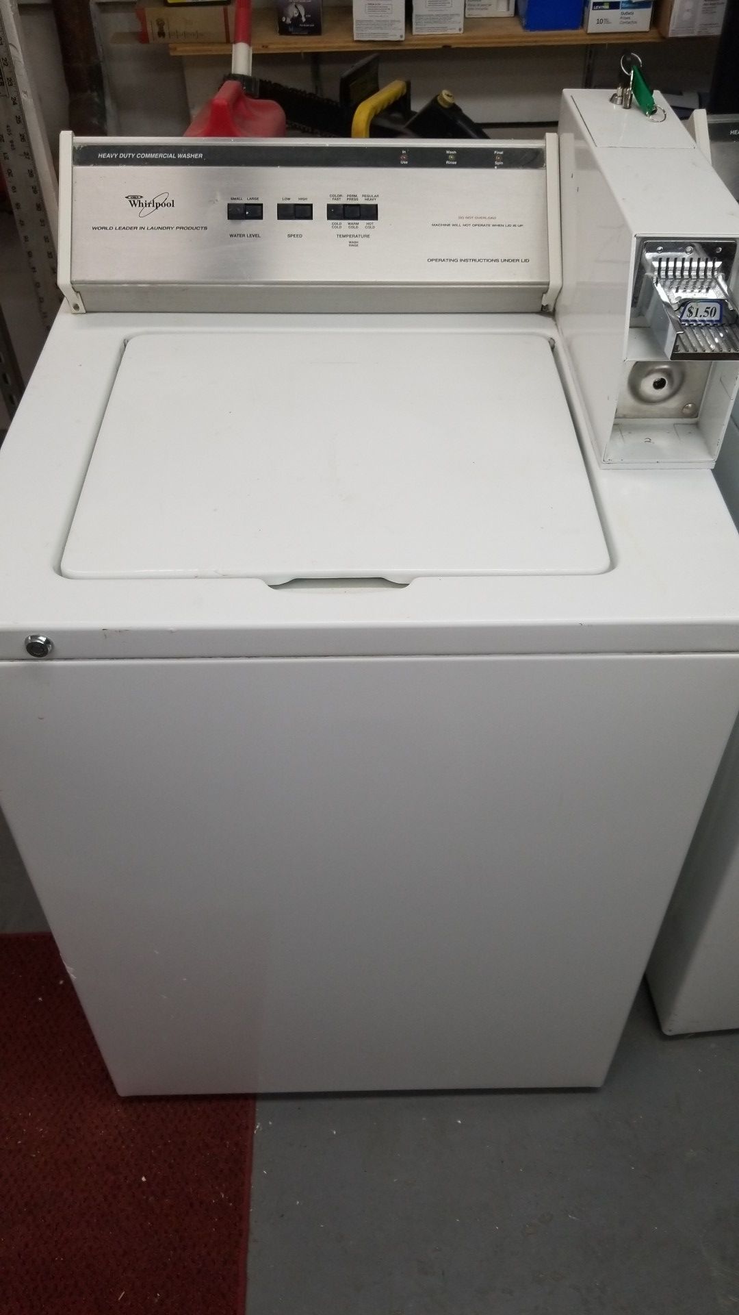 Coin operated Whirlpool Commercial washing machines