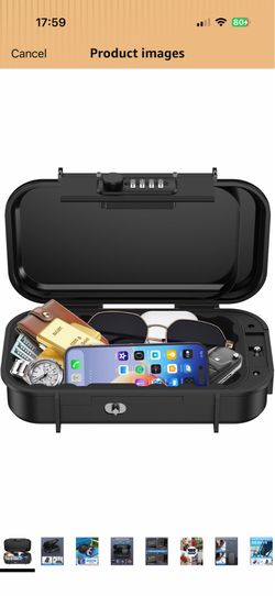Portable Lock Box, Temracha 4-Digit Combination Lock Box for Travel, Anti-Theft Small Safe Box with Removable Chain, Personal Cash Box for Gym, Hotel,