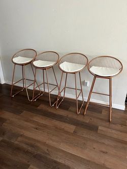 Bar Stools Set of 4, Bar Height Bar Chairs 30" Seat, Metal Kitchen Island Barstools