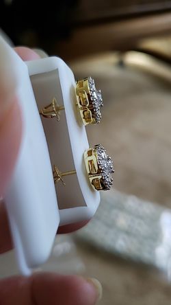 Cz gold plated pure silver