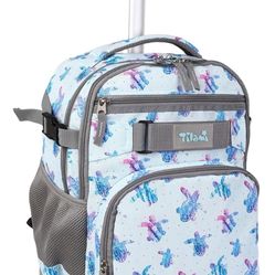 Tilami Rolling Backpack, 18 inch Shoulder Drop, Concealed Pockets and Wheel Cover, Laptop Backpack for Boys and Girls, Turtle Blue