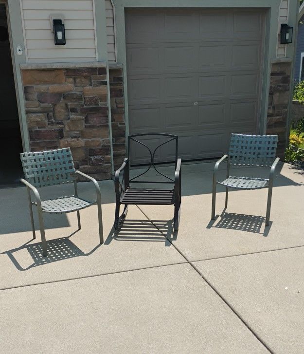 2 chairs 1 rocker chair with no cushions