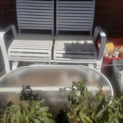 REDUCED $175  Mid Century Modern Vinyl Glider Chair And Table Were