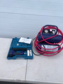 Campbell Hausfeld FP209501 Air Compressor 2 Gallon 110 PSI Inflation. & Central Pneumatic 40115 brad nailer. Used in good condition with some minor co