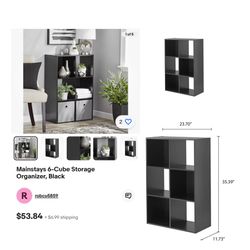 Mainstays 6 Cube Organizer, Black