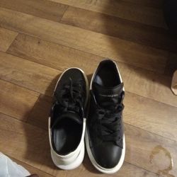 Alexander McQueen Size 12 All Black Leather White Bottom