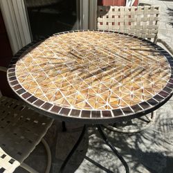 3 Piece Outdoor Bistro Set With Tiled Table 