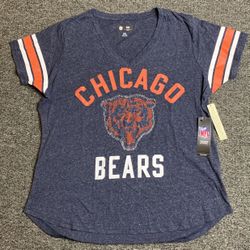 New NFL Team Apparel Chicago Bears women’s size 2X Navy Bling Bear Vneck shirt 