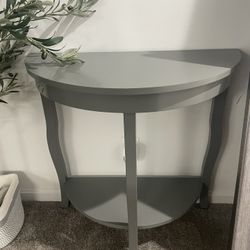 Florissant Transitional Half Moon Console Table with Bottom Shelf