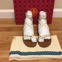 Brand New In Box Tory Burch Ravello Studded Ankle Wrap Sandal Size 7.5