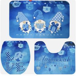 Hanukkah decorations 3pc bathroom rug set