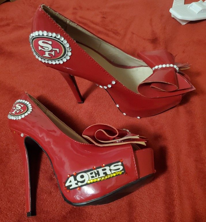 Custom Made 49ers High Heels Size 7.5 Woman's 