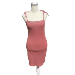 Wild Fable Pink Mauve Ribbed Spaghetti Strap Shoulder Tie Casual Mini Dress