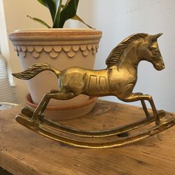 Vintage Brass Rocking Horse 