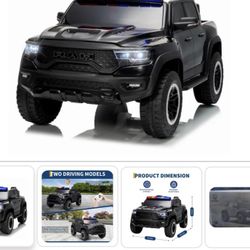 NEW Garvee 12V Kids Ride On Police Car RAM Mammoth 1000 Truck With Remote