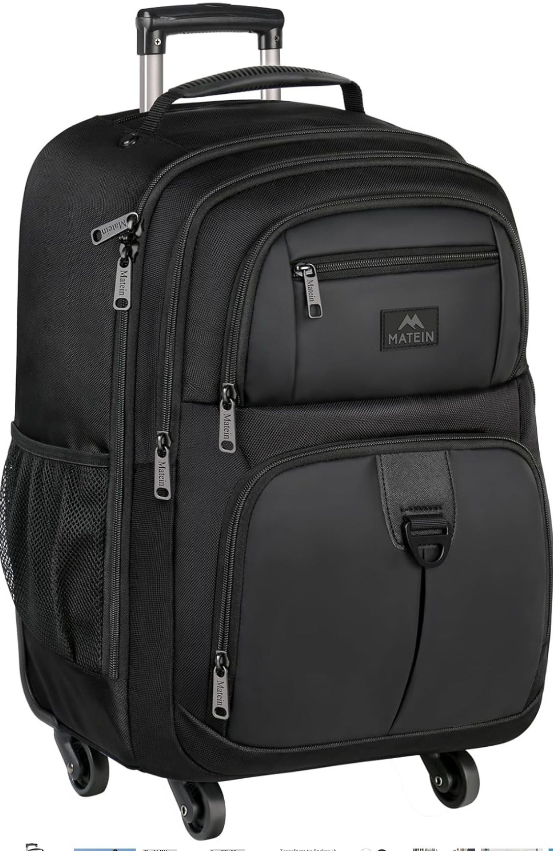 MATEIN Rolling Backpack with 4 Wheels, 17 inch Roller Travel Laptop Backpack for Women Men, Large Water Resistant Business Wheeled Bag, Airline Approv