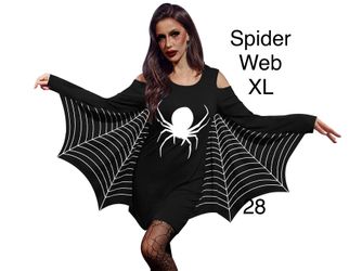 Women’s Spider Web Dress Halloween Costume XL / Vestido de Arraña XG