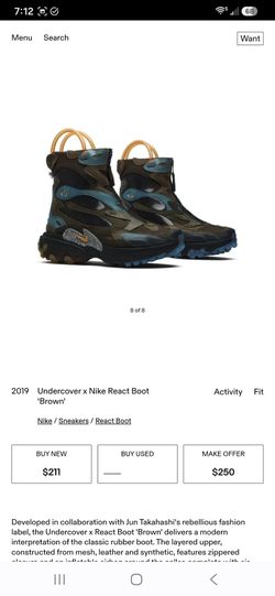 Undercover x Nike React Boot 'Brown' 2019 size 6.5