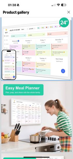 24 inch Digital Calendar, Smart WiFi Electronic Calendar&Chore Chart, IPS Touch Screen HD Display for Family Schedules, Share Moments Instantly from A