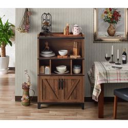 Brand New Distressed Walnut Finish Buffet With Storage