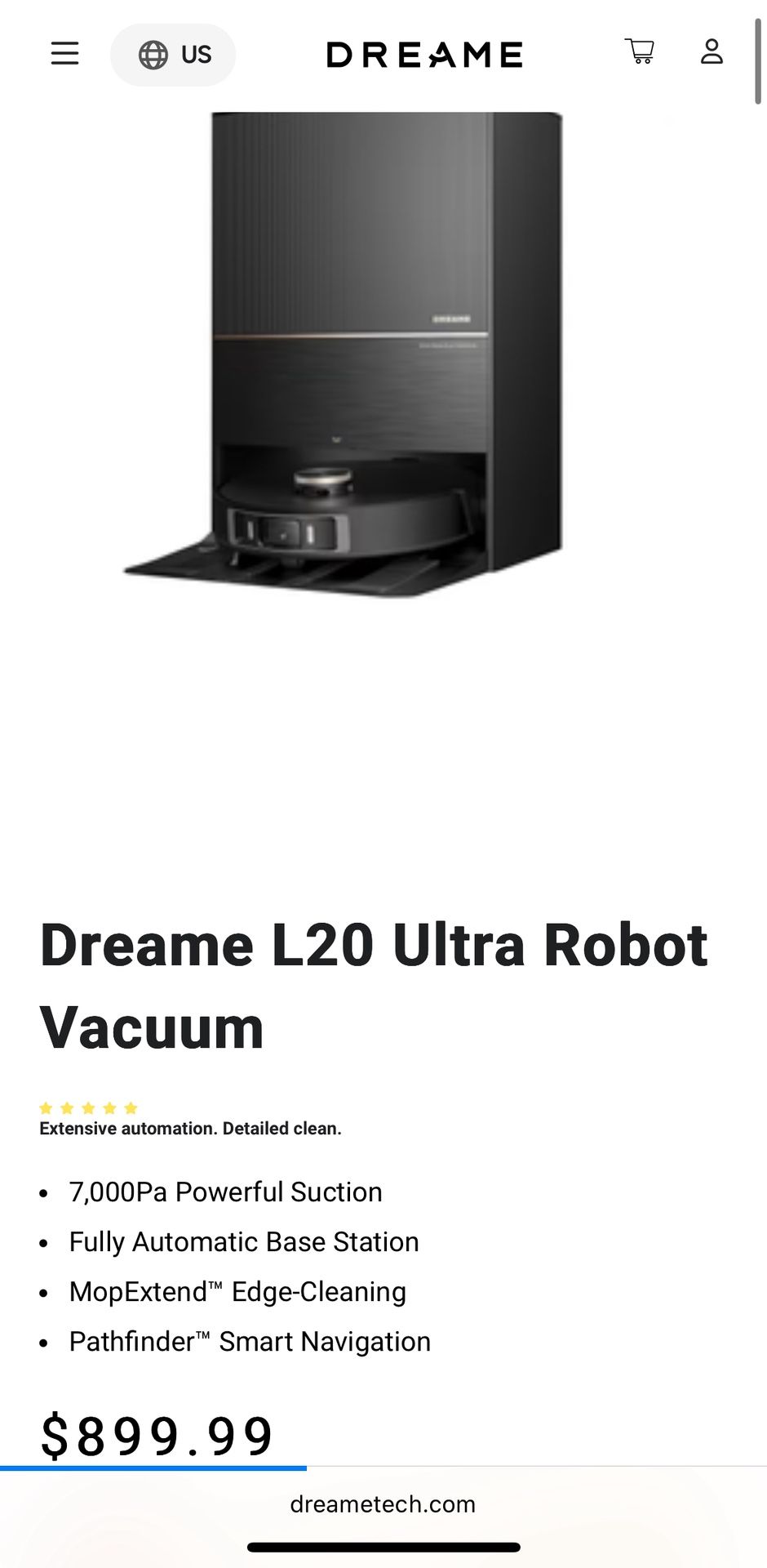 DREAME L20 Ultra Robot Vacuum & Mop,Auto Mop Removal & Raising,7000pa Suction,AI Obstacle Avoidance