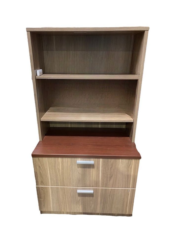 Steelcase Two Drawer Lateral File Cabinet with Bookcase Hutch