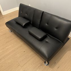 Small Leather Couch/ Futon 