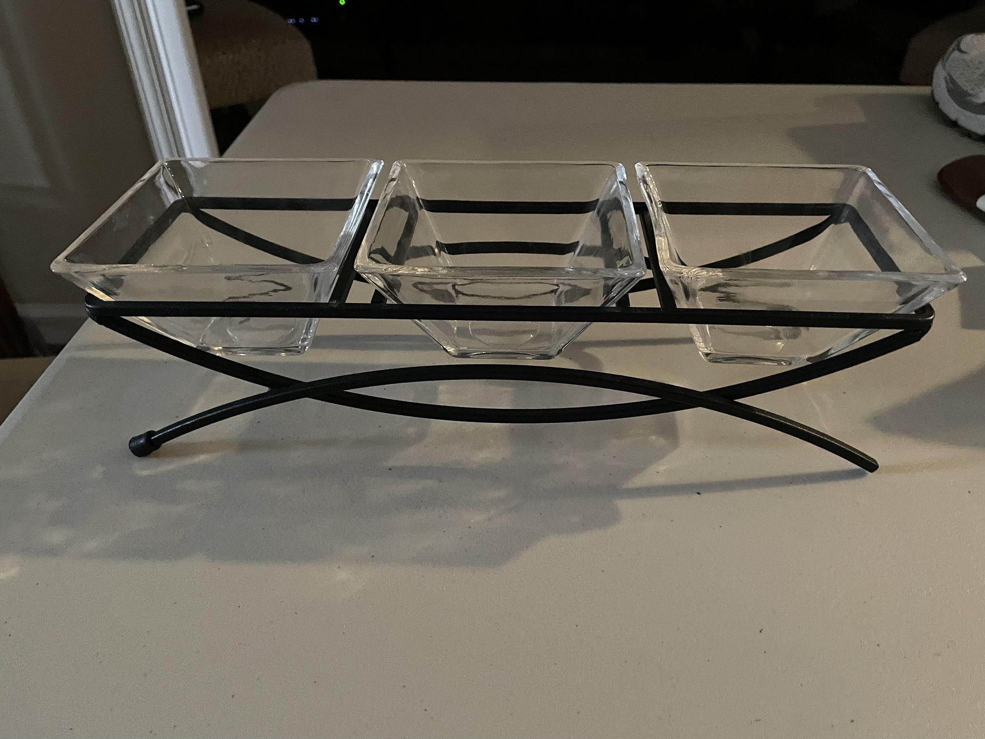 Square Ramekin Bowls 10 oz, Condiment Serving Tray with Metal Rack Stand