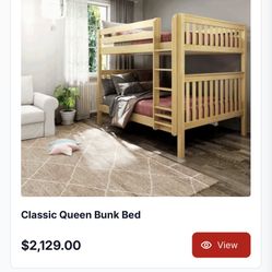 Queen Over Queen Bunk Beds From Max wood Furniture