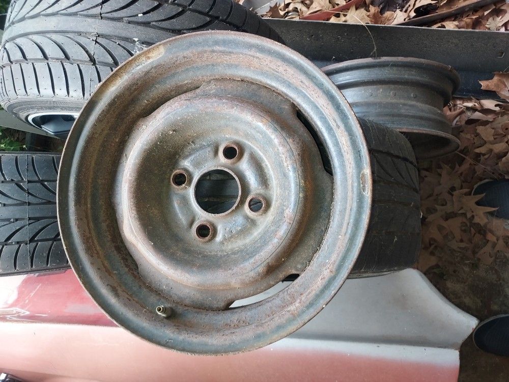 Stock Early Ford 14" Rims.surface Rust Only. Ihave 4 From 64.5 Mustang.