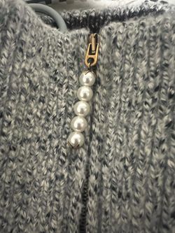 Louis Vuitton Men’s M Gray/White Wool Fair Isle Half Zip Mock Neck Sweater