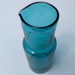 Bubble Glass Carafe Pitcher Drinkware Beverage Glassware Vibrant, [Aqua Blue]