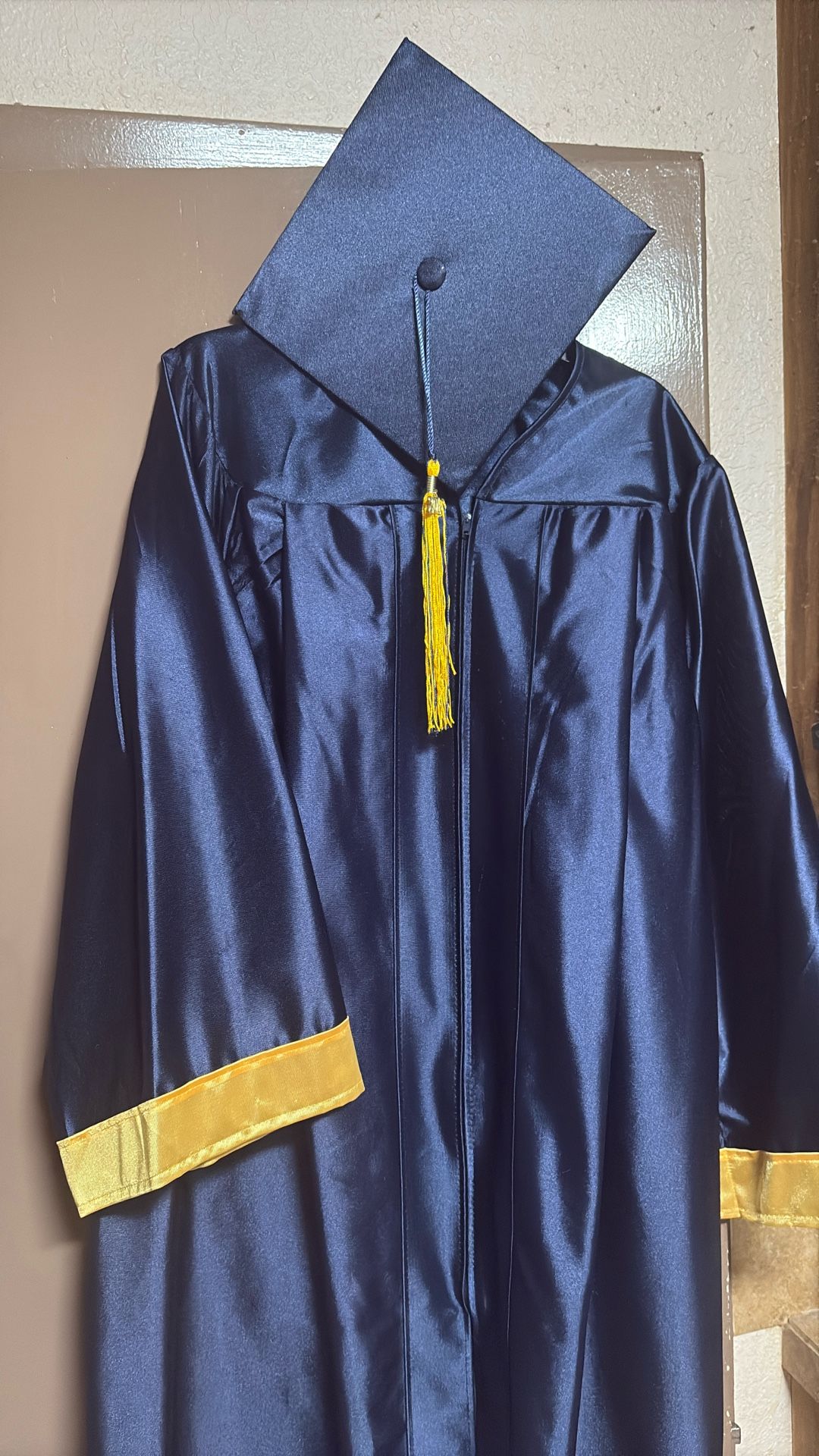 Unisex Blue&gold Graduation Gown